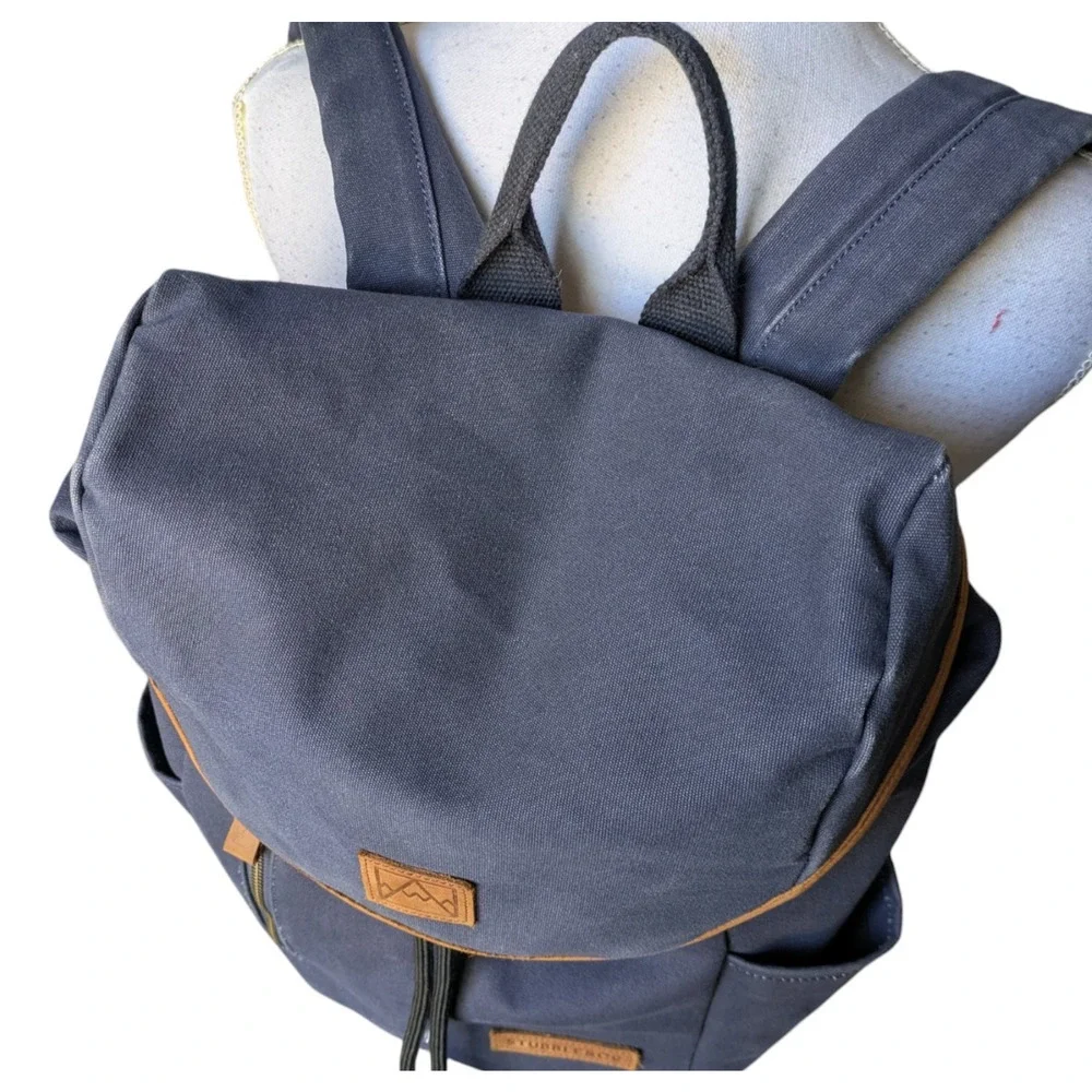 Stubble & Co Navy Blue Canvas Backpack Daypack Hiking Travel Laptop Sleeve